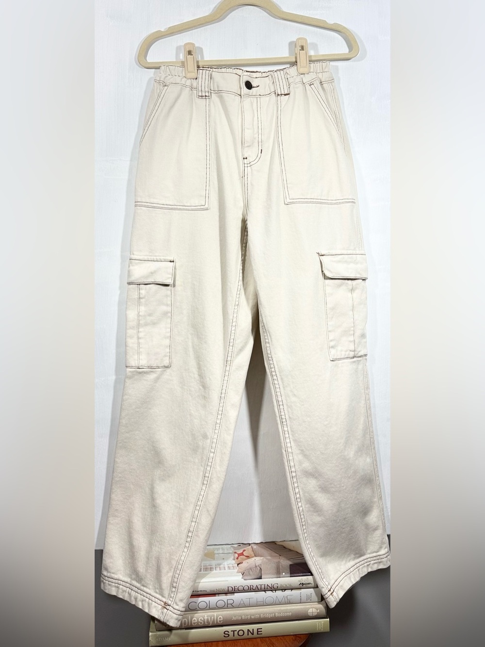 PacSun Cream Cargo Pants with Utility Pockets